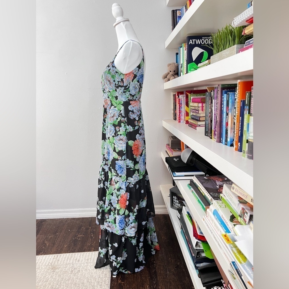 Lulus Effortless Energy Floral Multi Print Asymmetrical Maxi Dress size small - Picture 4 of 13